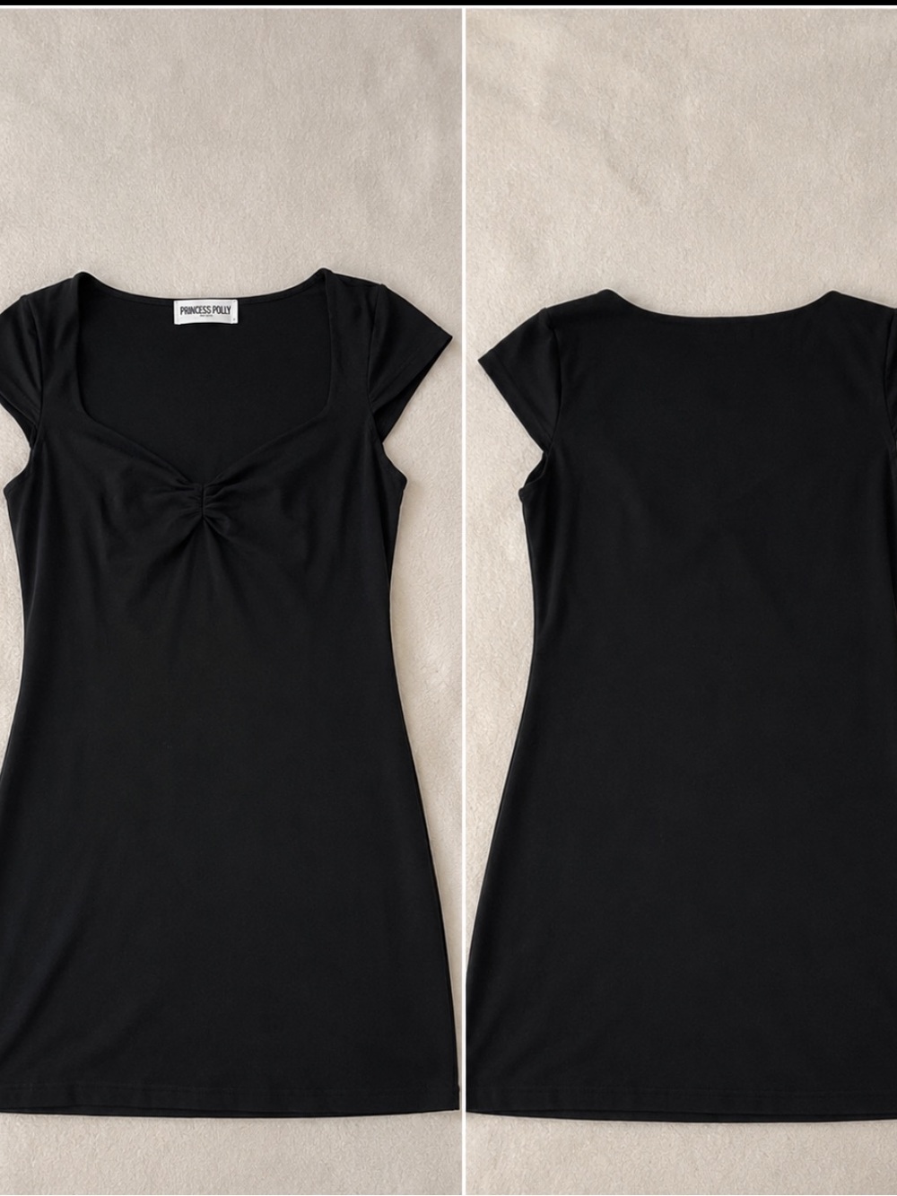 Princess Polly Black Scoop Neck Cap Sleeve Mini Dress